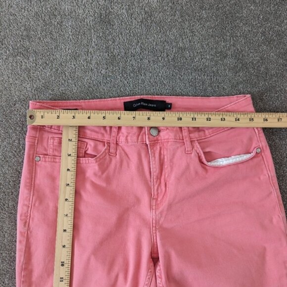 Calvin Klein Jeans Women's Coral Pink Ankle Skinny Size 10 Denim Barbiecore - Picture 7 of 10